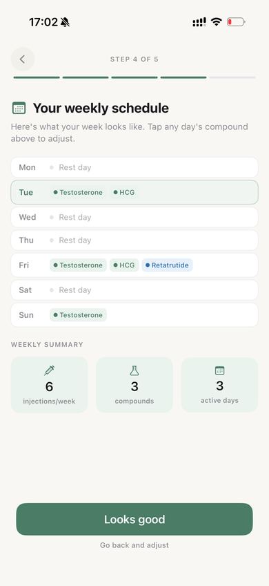 Weekly schedule